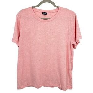 Splendid Cotton Modal Coral Pink Stripe Crew Neck T Shirt Top Women's Size Large